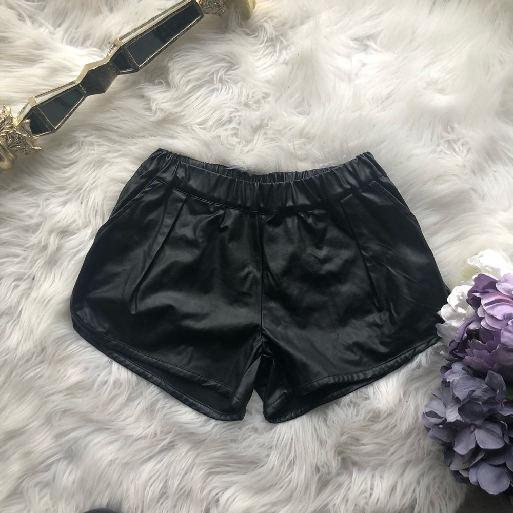 Faux leather shorts